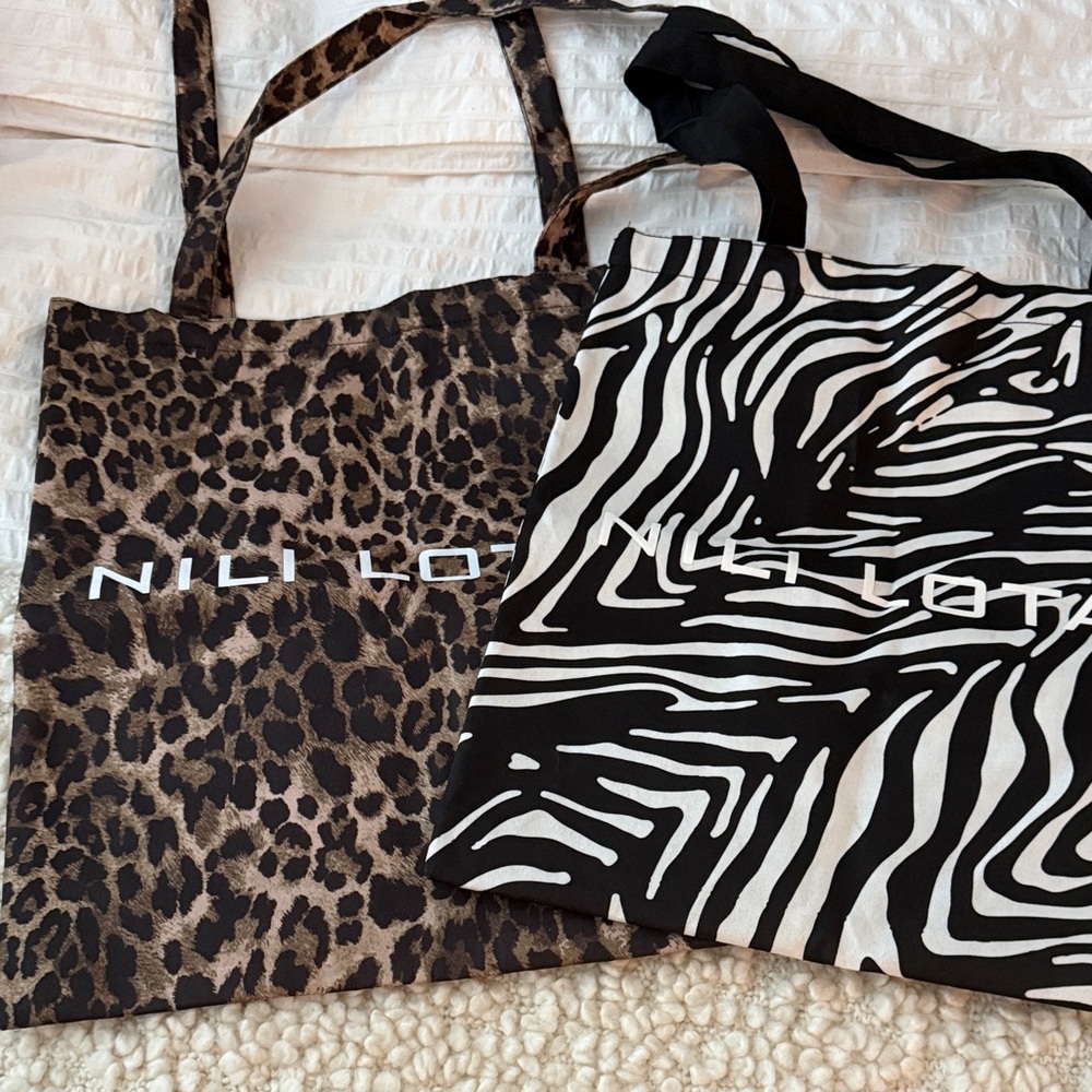 Nili Lotan Leopard and Zebra Print Tote Set
